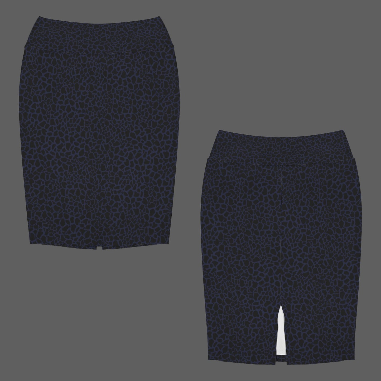 High Waist Below Knew Pencil Skirt Violet Black Petal Print