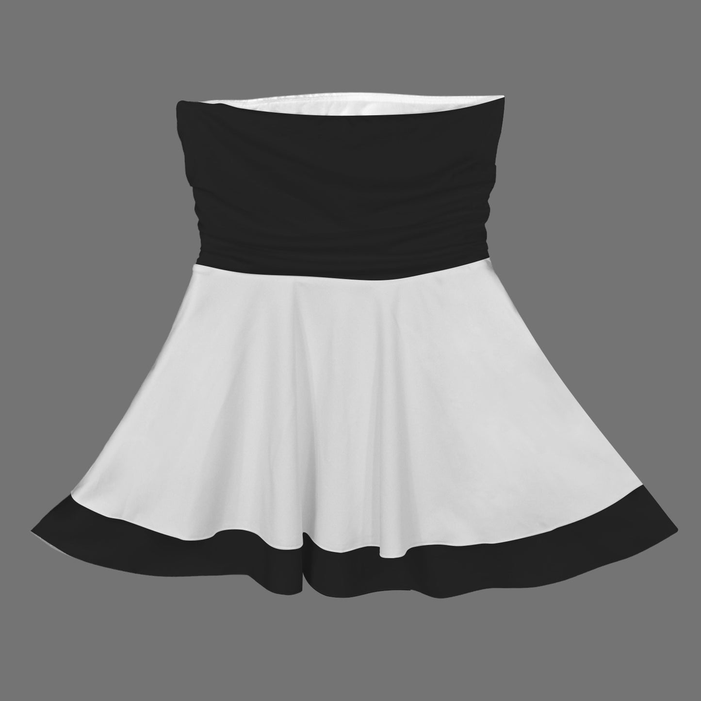 Strapless Tube Ruffle Tiered Mini Dress Black & Pale Grey