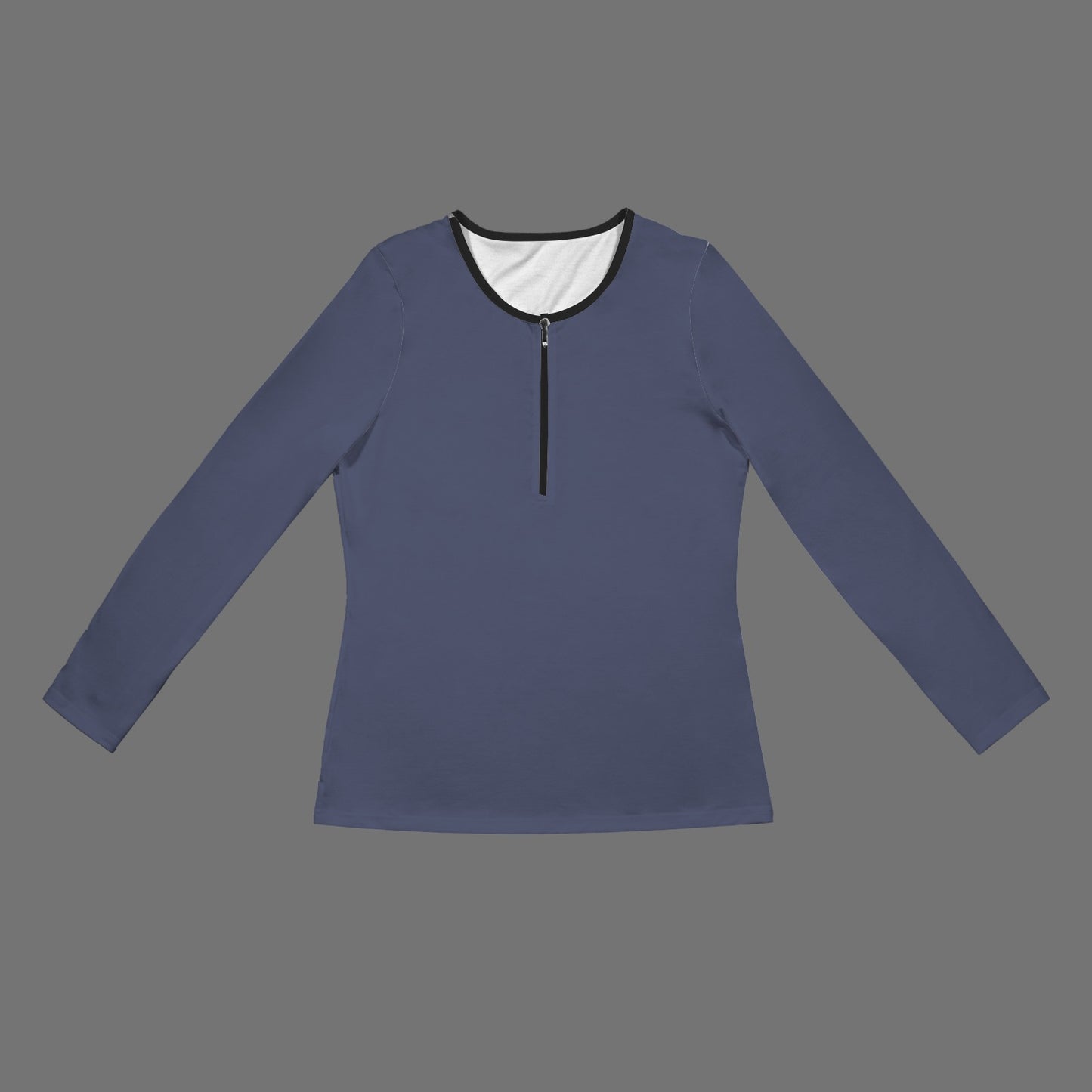 Long Sleeve Zip Front T-Shirt Slate Violet