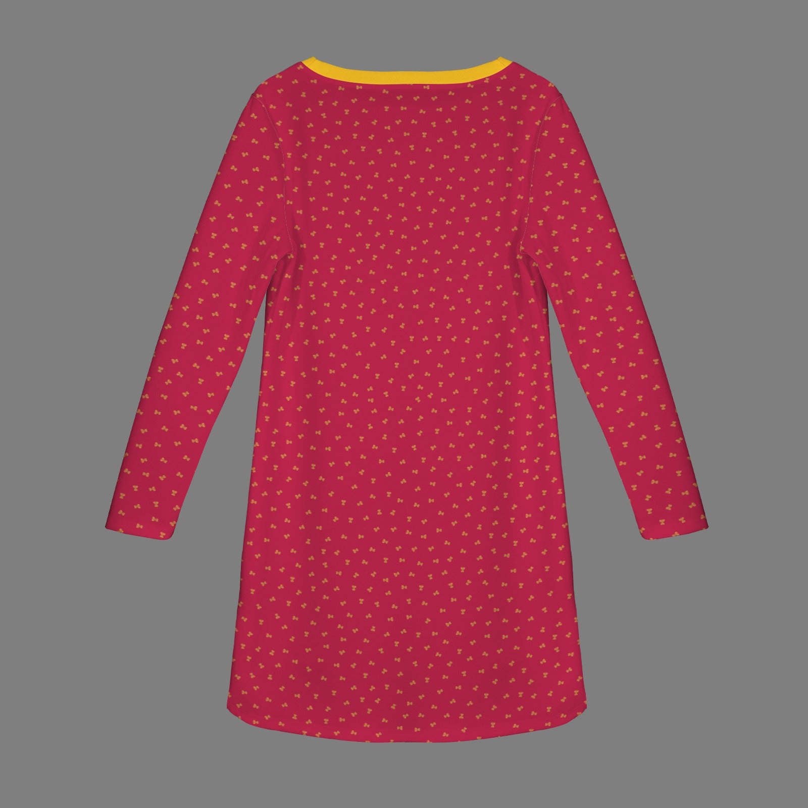 Casual Long Sleeve Dress Infinity Butterflies Red Gold