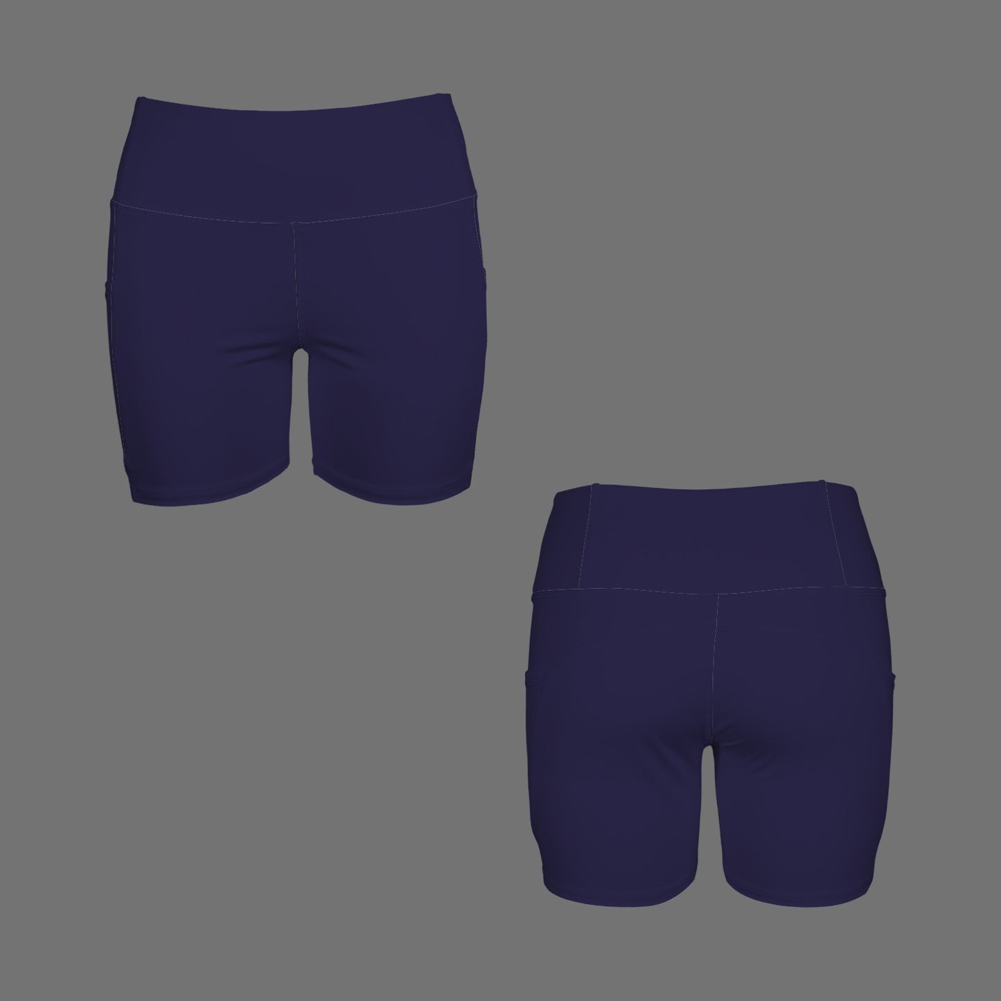 Night Blue Hight Waisted Yoga Shorts with Pockets