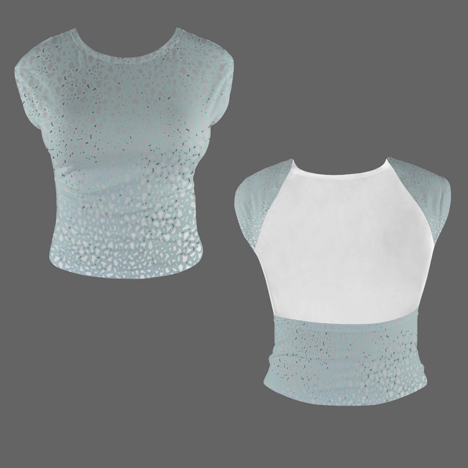 Minty Grey Natural Texture Print Backless T-Shirt