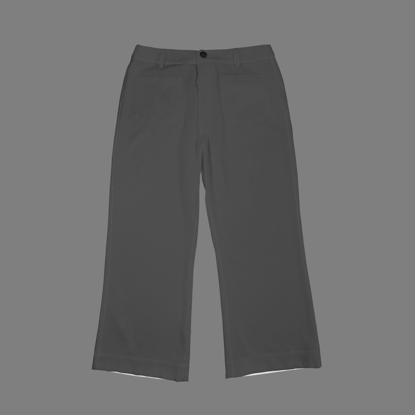 High Waist Pocket Flared Cropped Pants Dark Grey