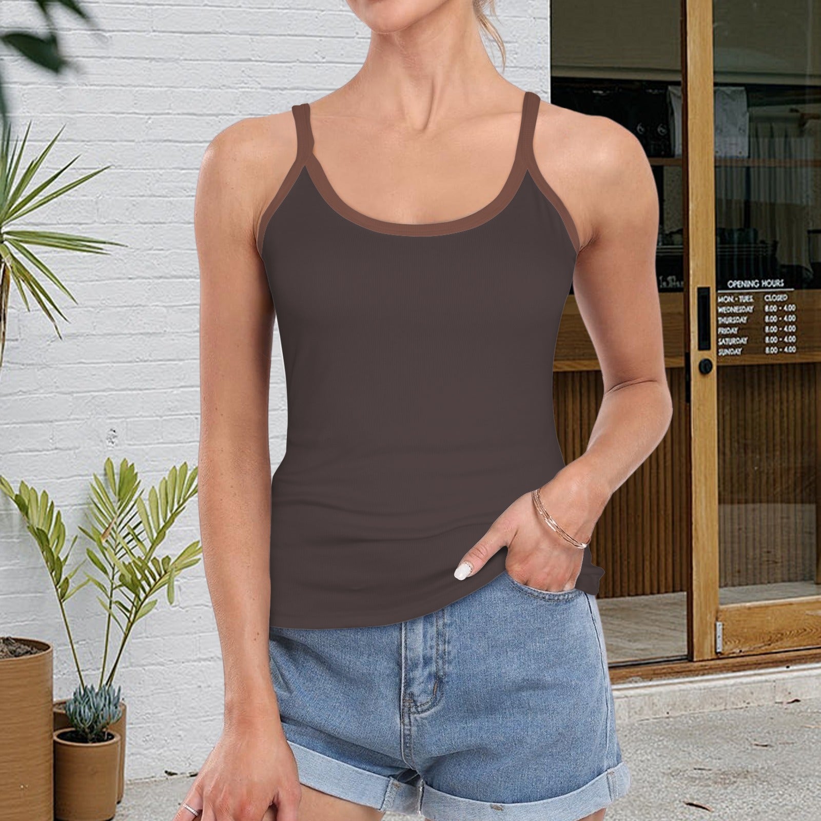 Espresso Spaghetti Strap Tank Top