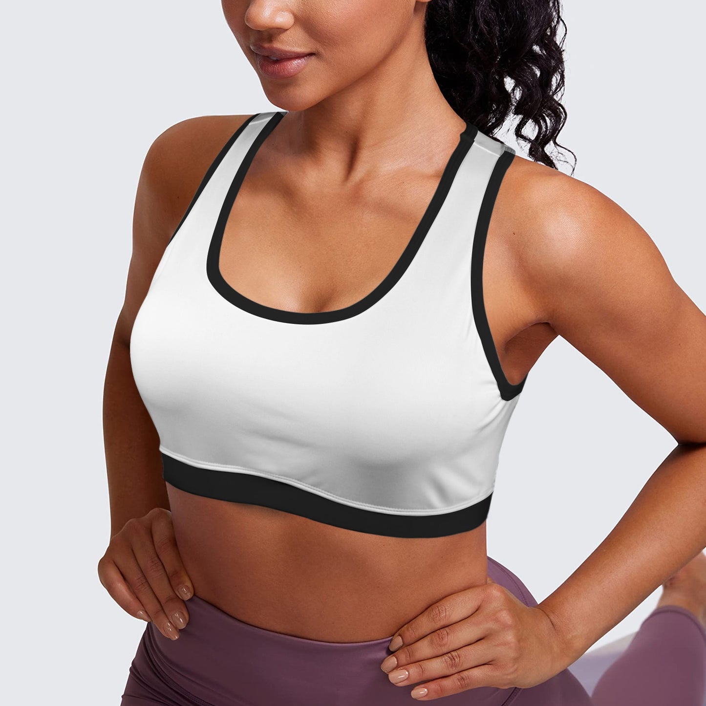 Racerback Sports Bra White Black