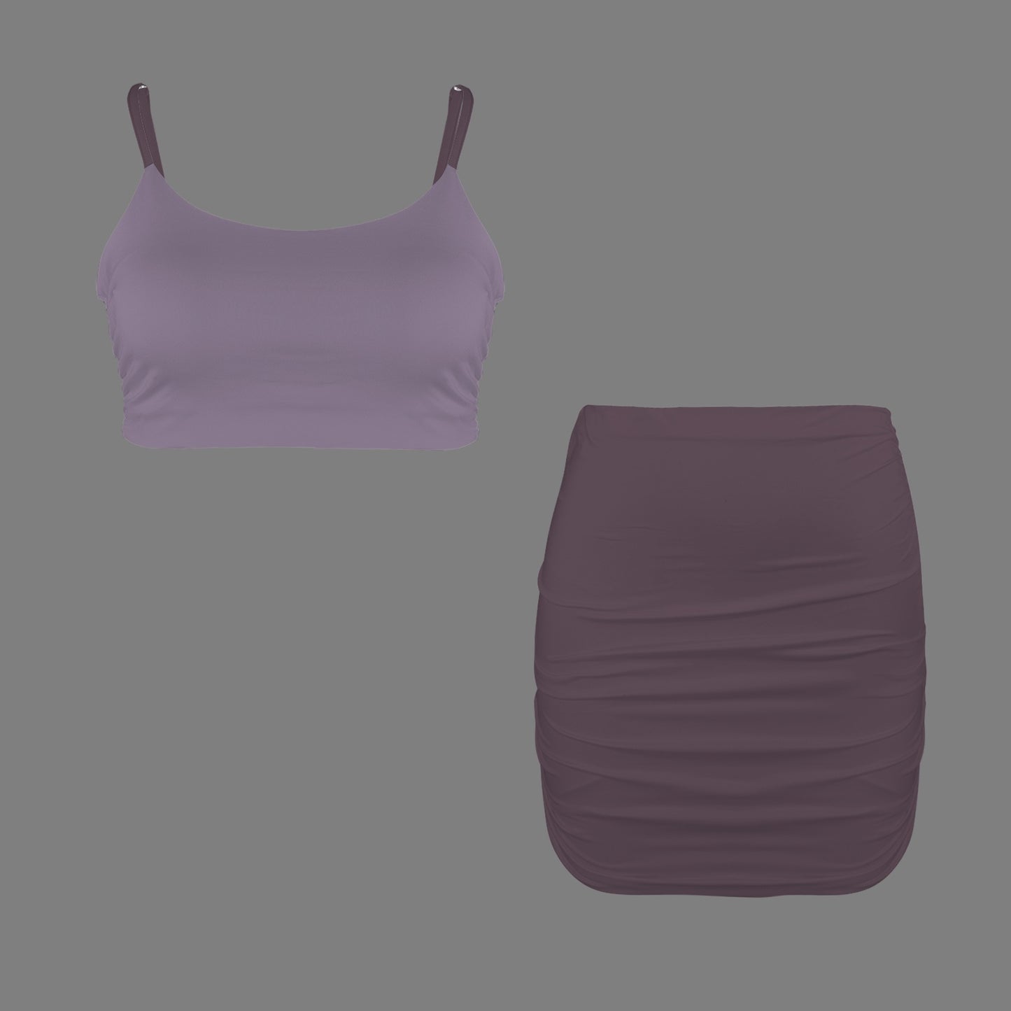 Dusted Plums Top & Ruched Bodycon Skirt