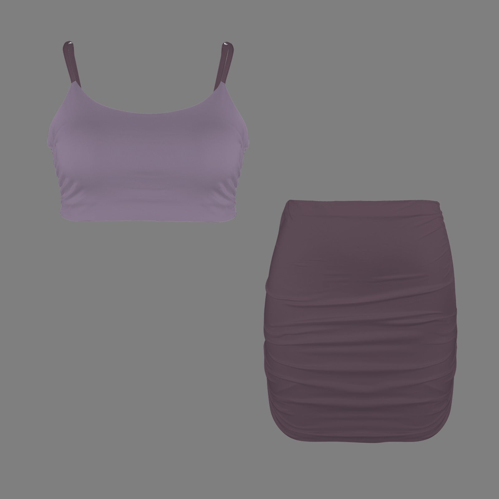 Dusted Plums Top & Ruched Bodycon Skirt