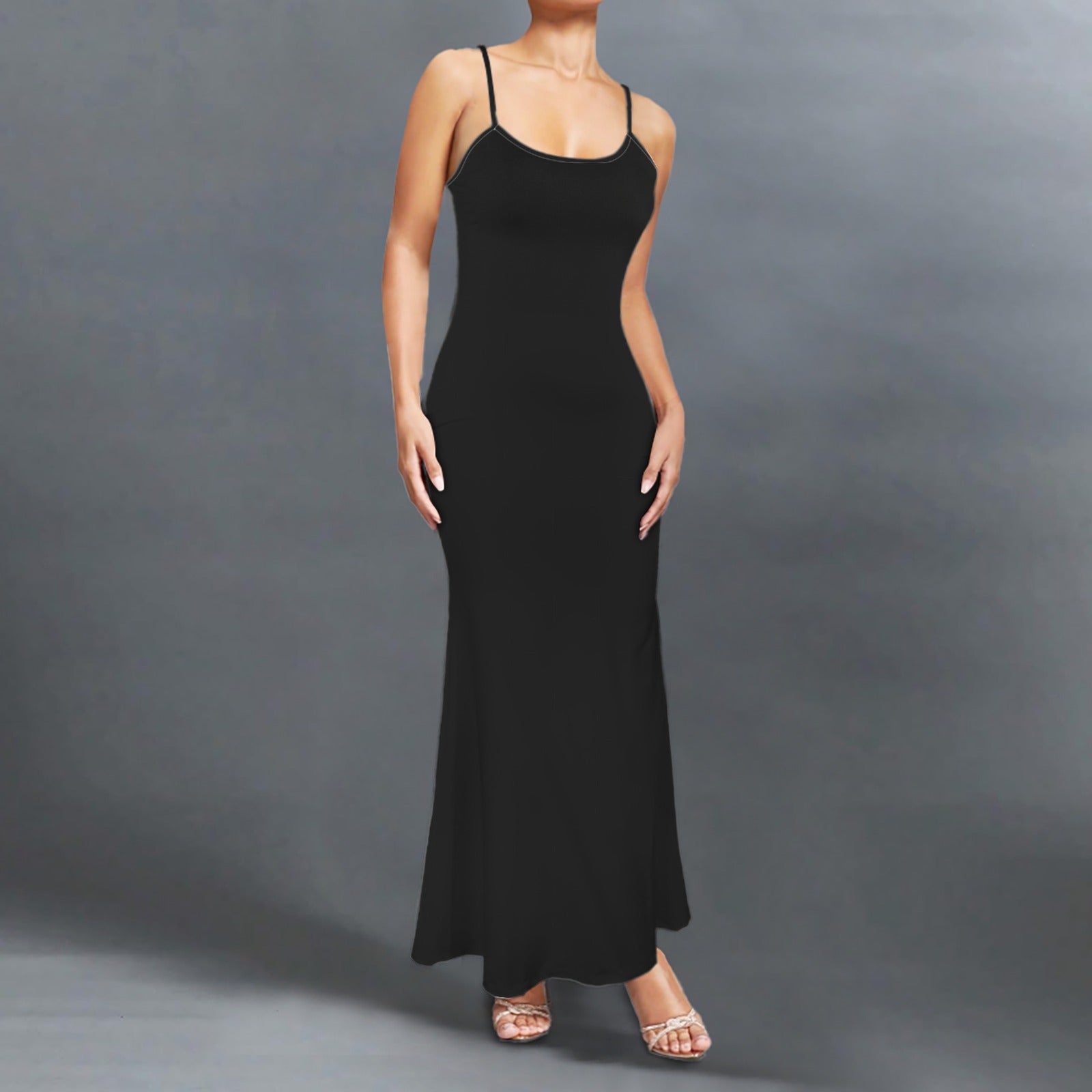 Casual Lounge Slip Maxi Dress Black