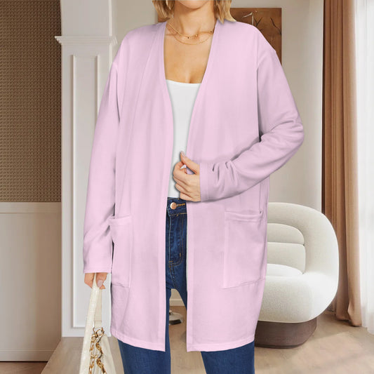 Long Sleeve Pocket Cardigan Light Pink