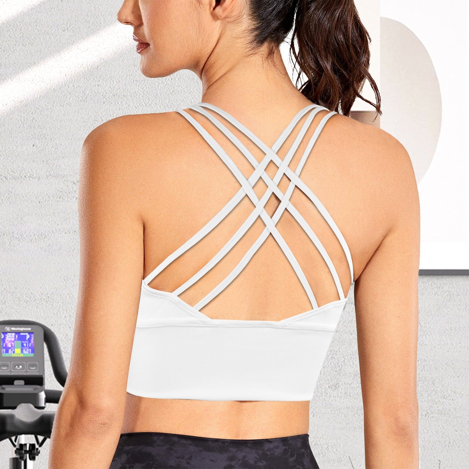 Crossover Strap Sports Bra White