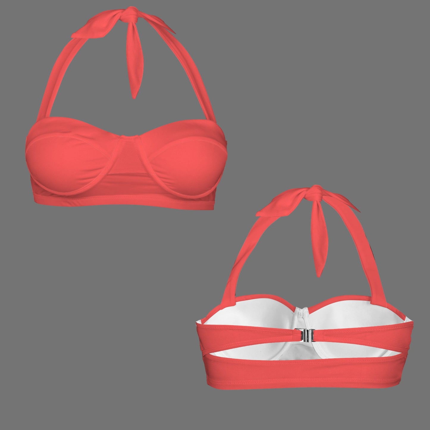 Halter Neck Bikini Top Coral