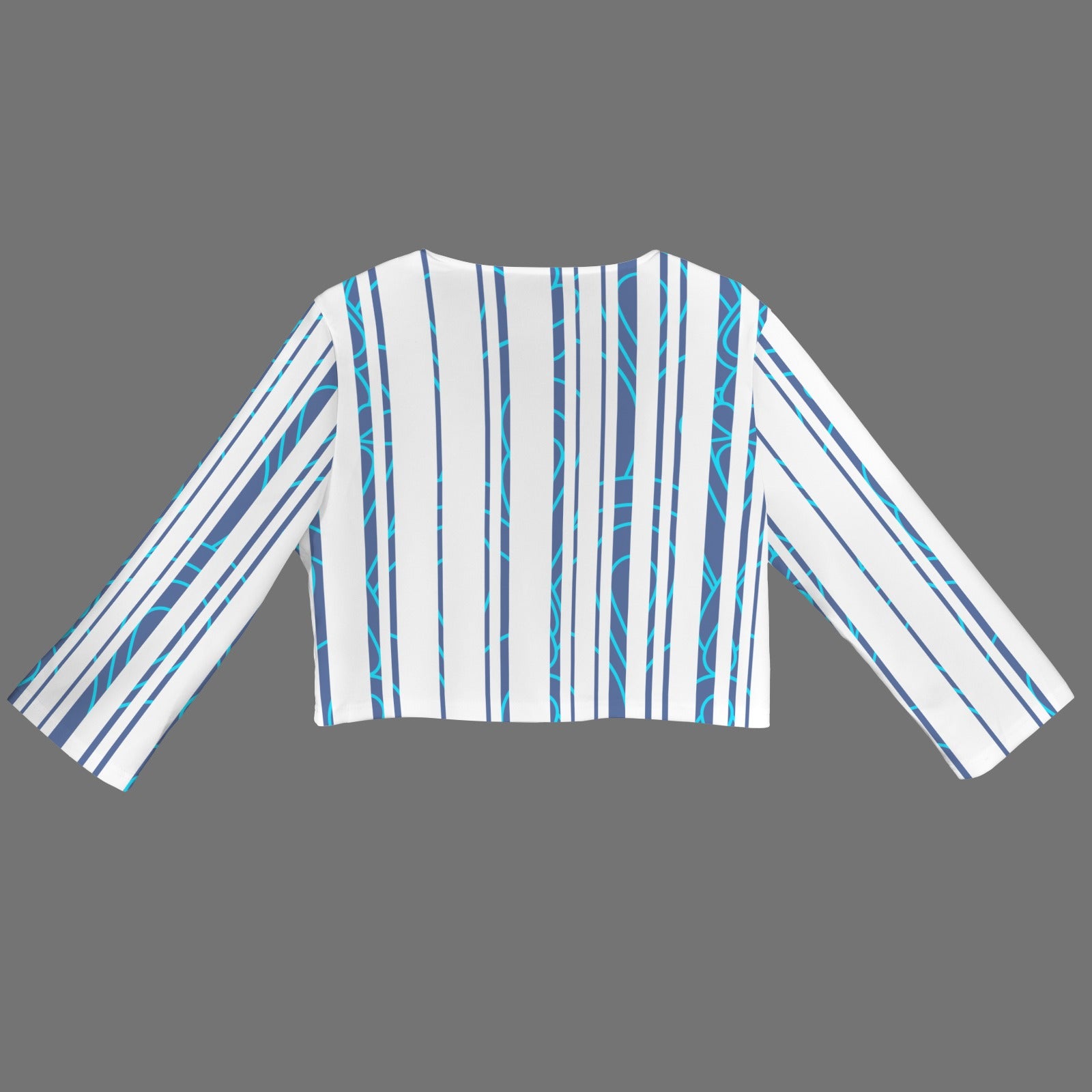 Abstract White Stripe Open Front Short Blazer