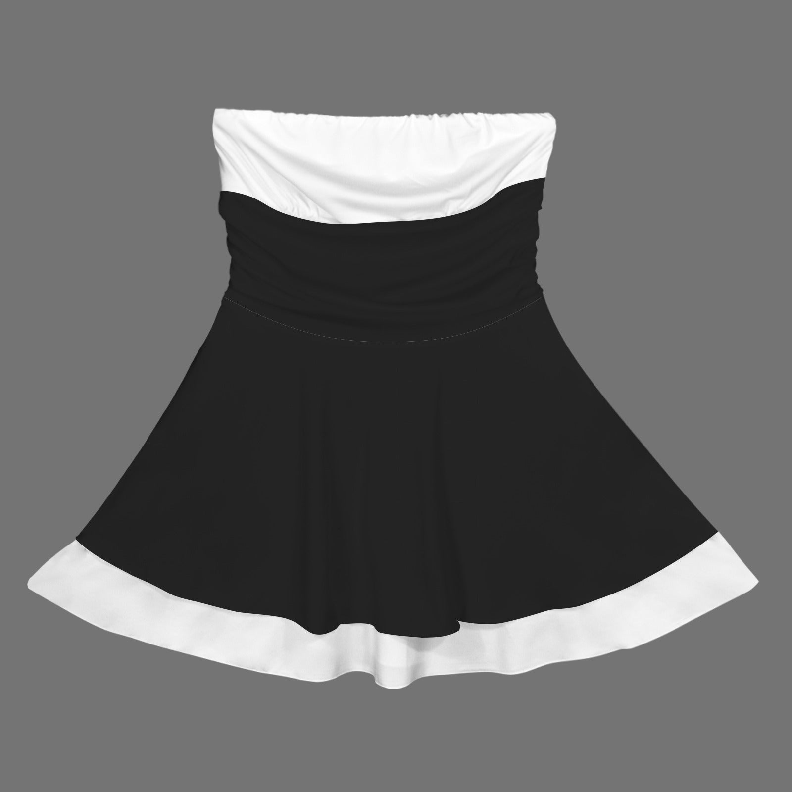 Strapless Tube Ruffle Tiered Mini Dress Black & White