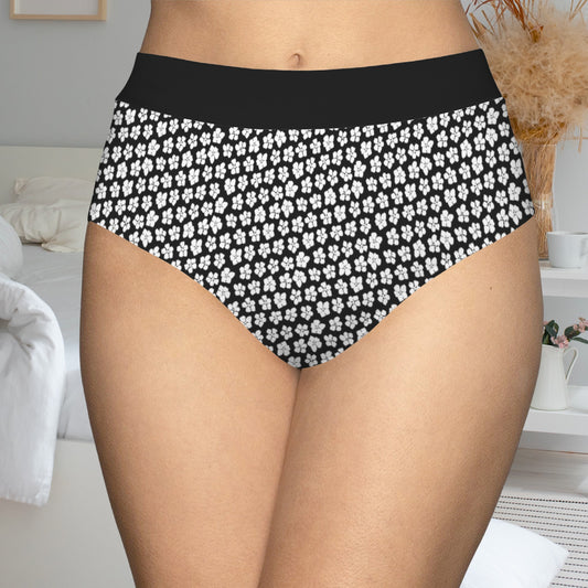 High Waist Panties BW Flower Print