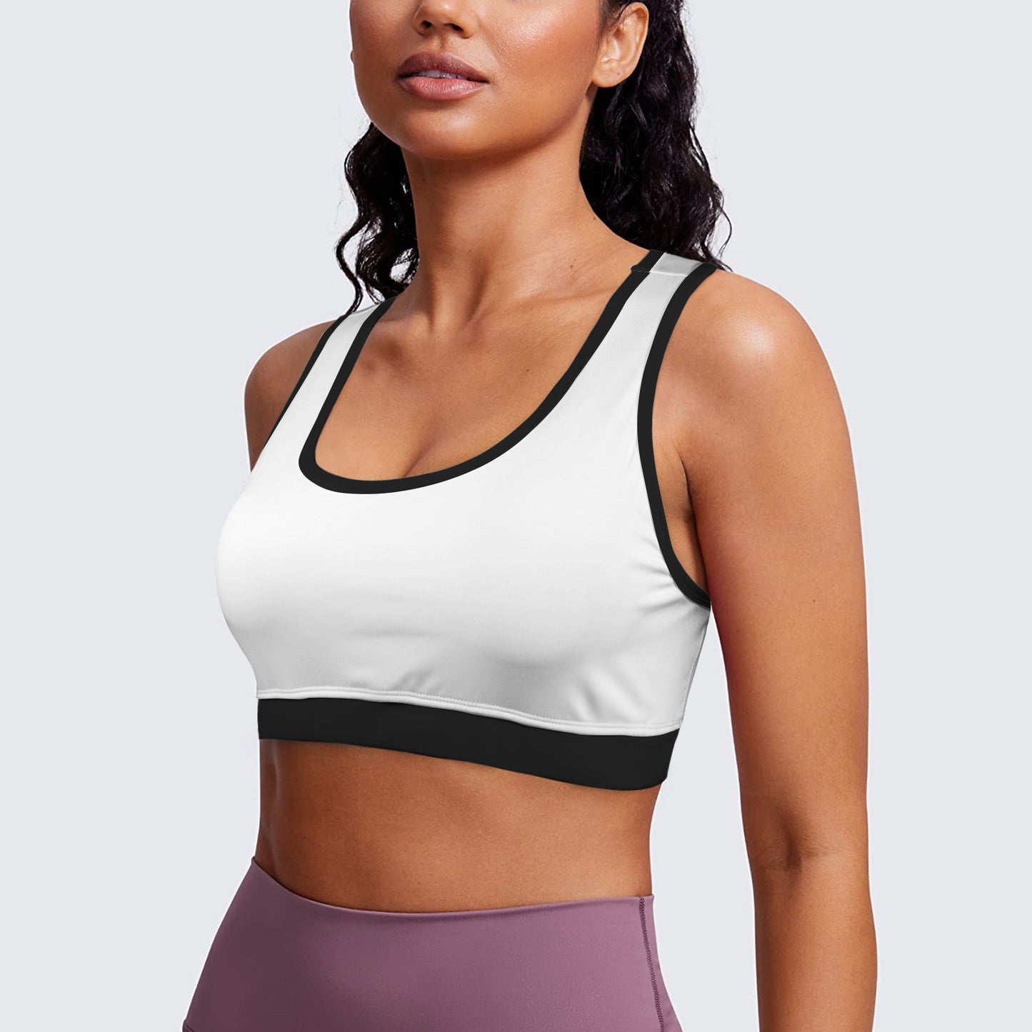 Racerback Sports Bra White Black