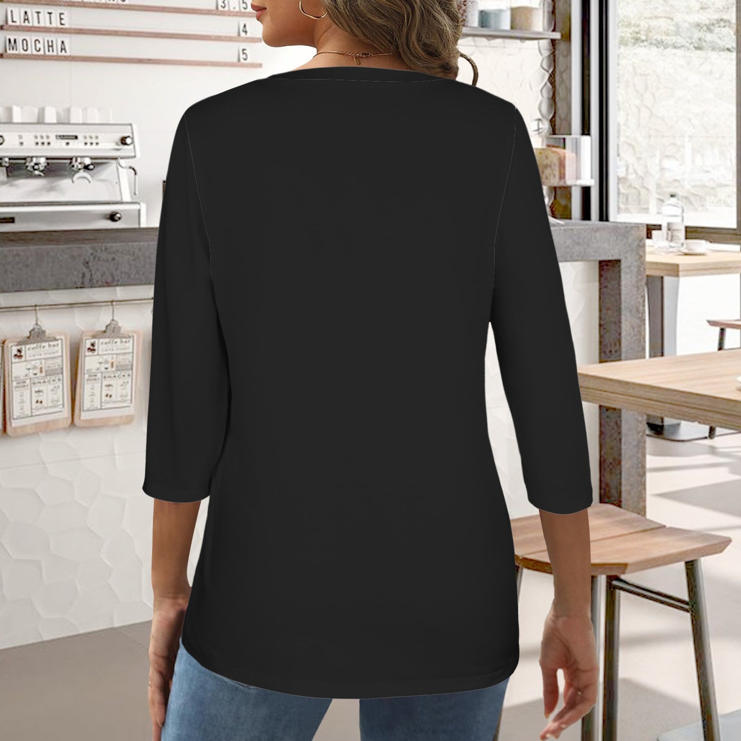 Black Mid-Sleeve Tee