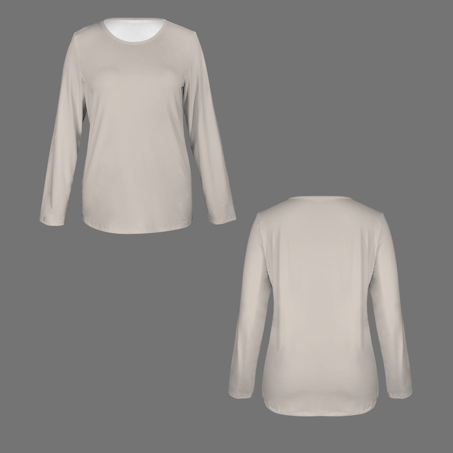 Long Sleeve Round Neck T Shirt Light Taupe