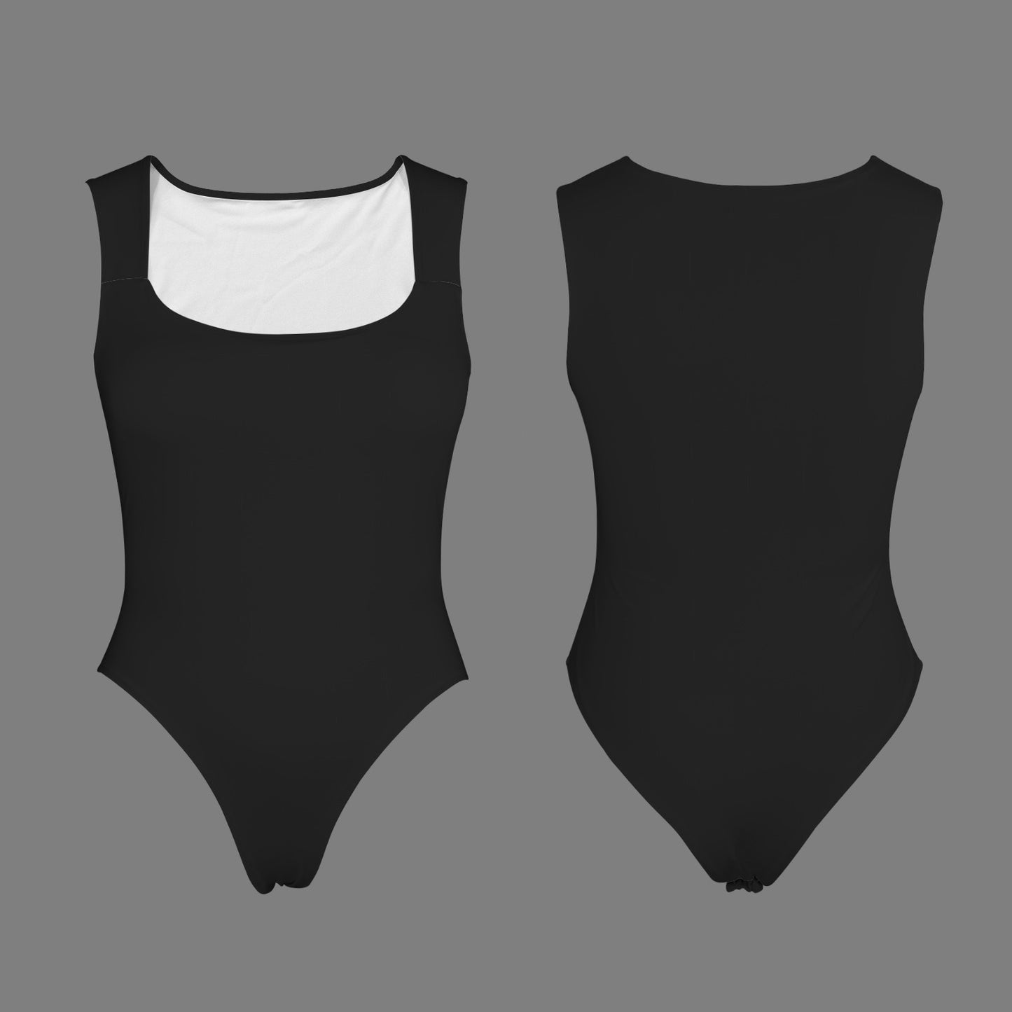 Sleeveless Square Neck Bodysuit Black