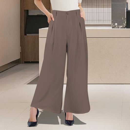 High Waist Casual Wide Leg Long Pants Mocha