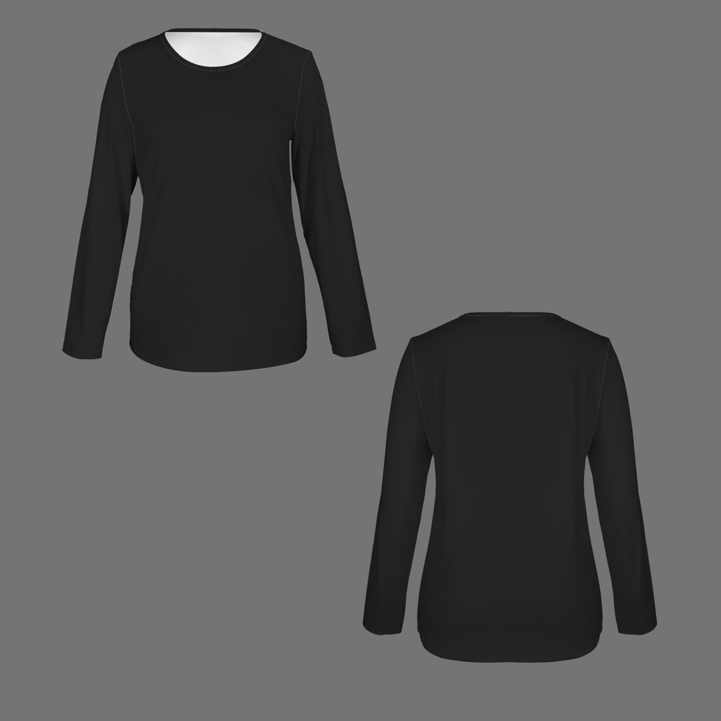 Long Sleeve Round Neck T Shirt Black