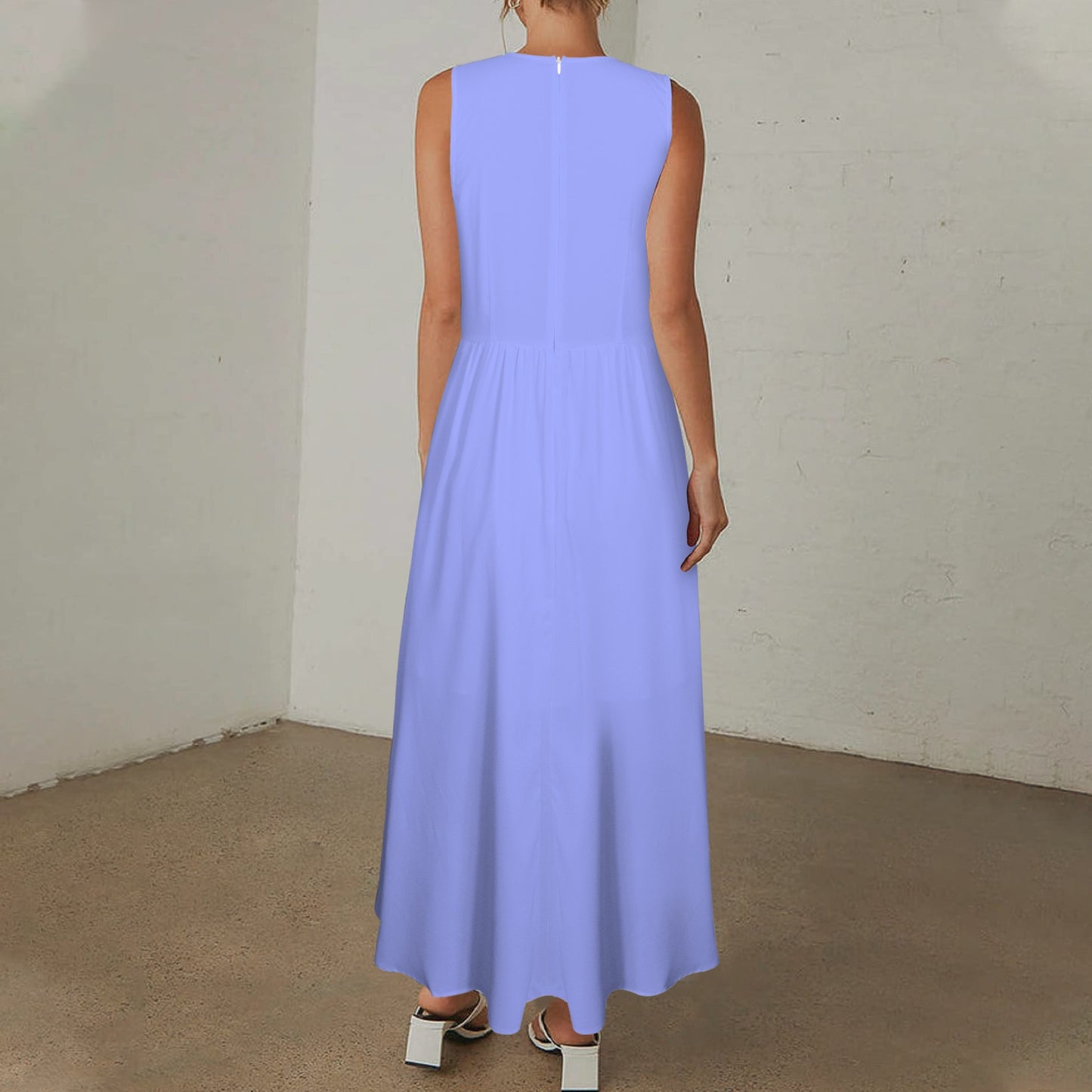 Deep V-Neck Sleeveless High Waist Maxi Dress Periwinkle