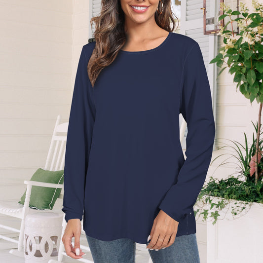 Long Sleeve Round Neck T Shirt Night