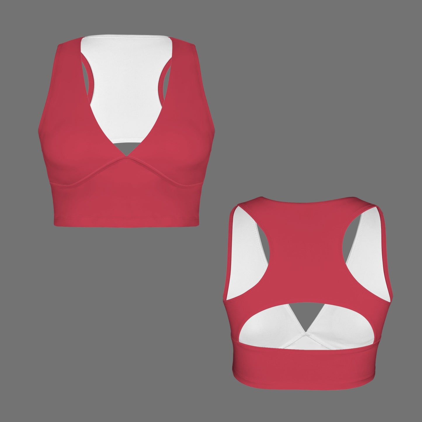 Racerback Cutout Sports Crop Tank Top Strawberry