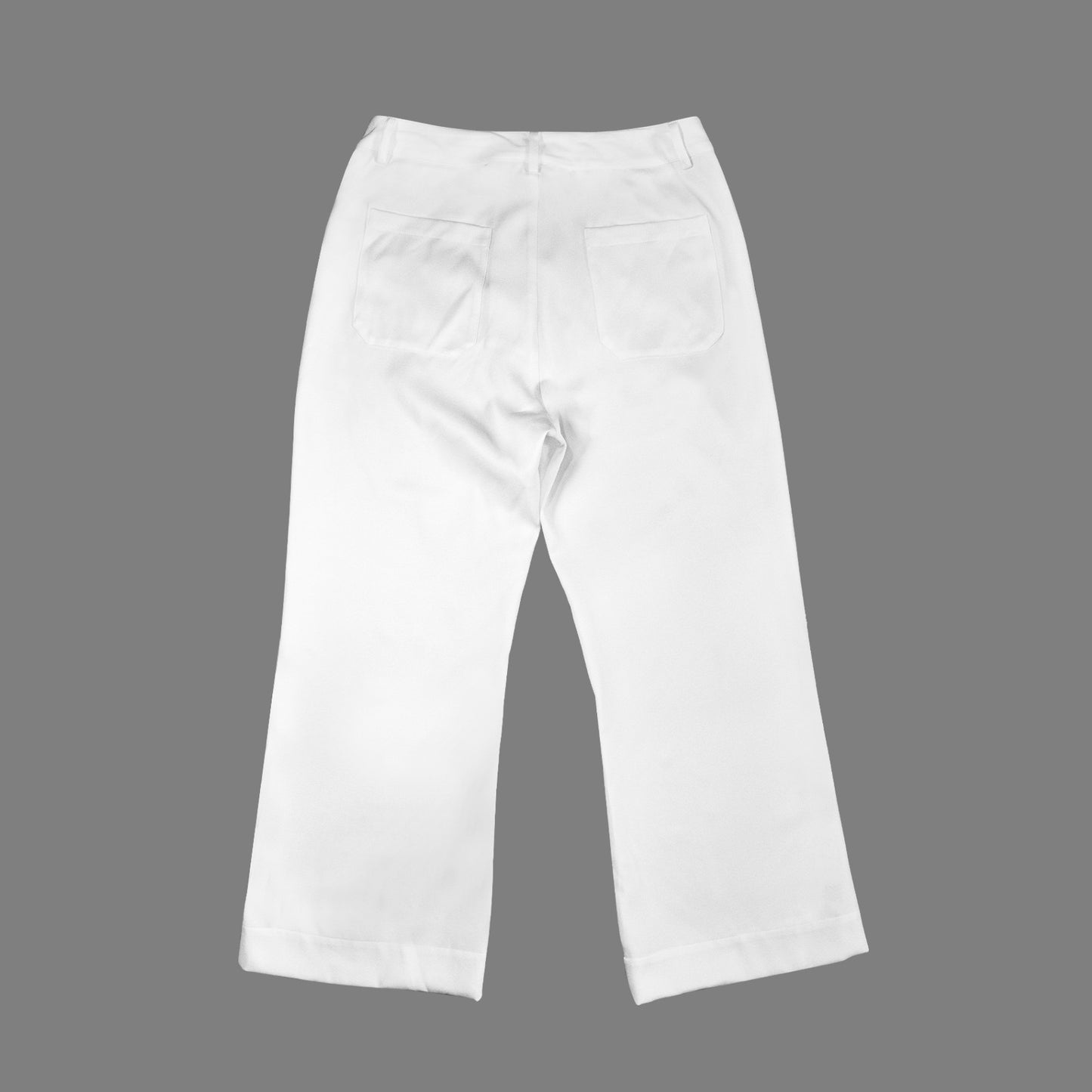 High Waist Pocket Flared Cropped Pants White