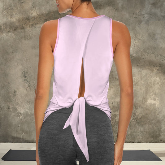 Split Back Sports Tank Top Pink