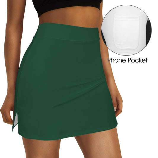 High Waist Pocket Split Sport Skort Forest