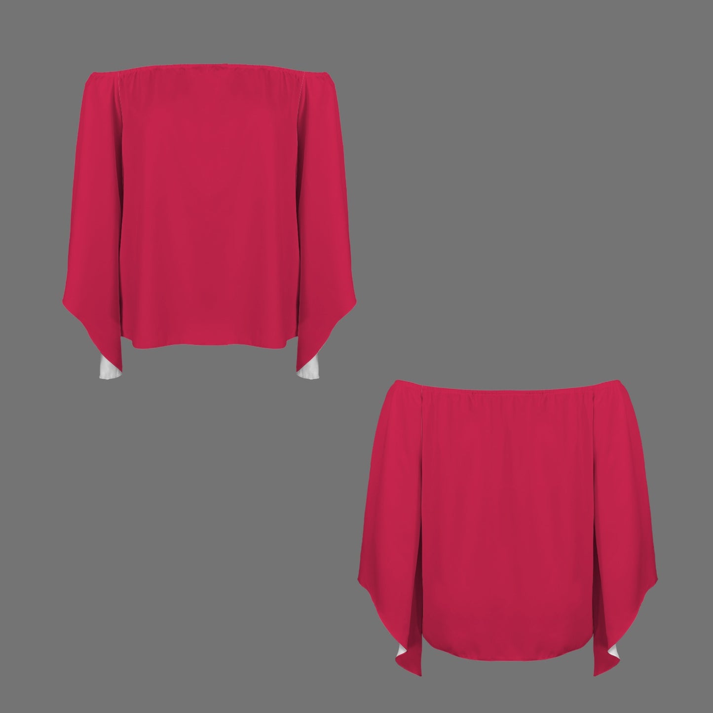 Off Shoulder Trumpet Sleeve Blouse Red