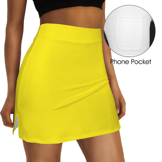 High Waist Pocket Split Sport Skort Sun Yellow