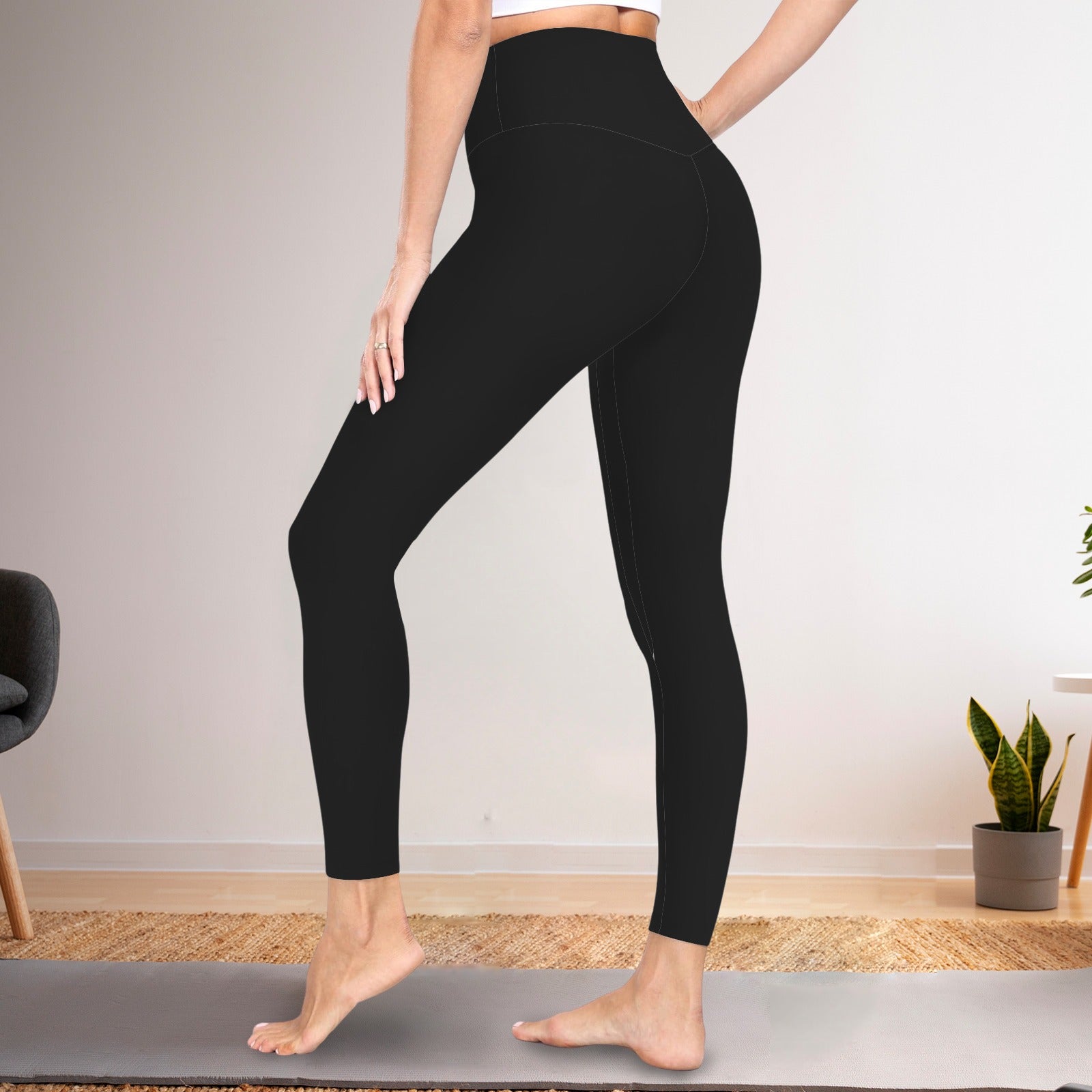 High Waist Control Top Yoga Leggings Black