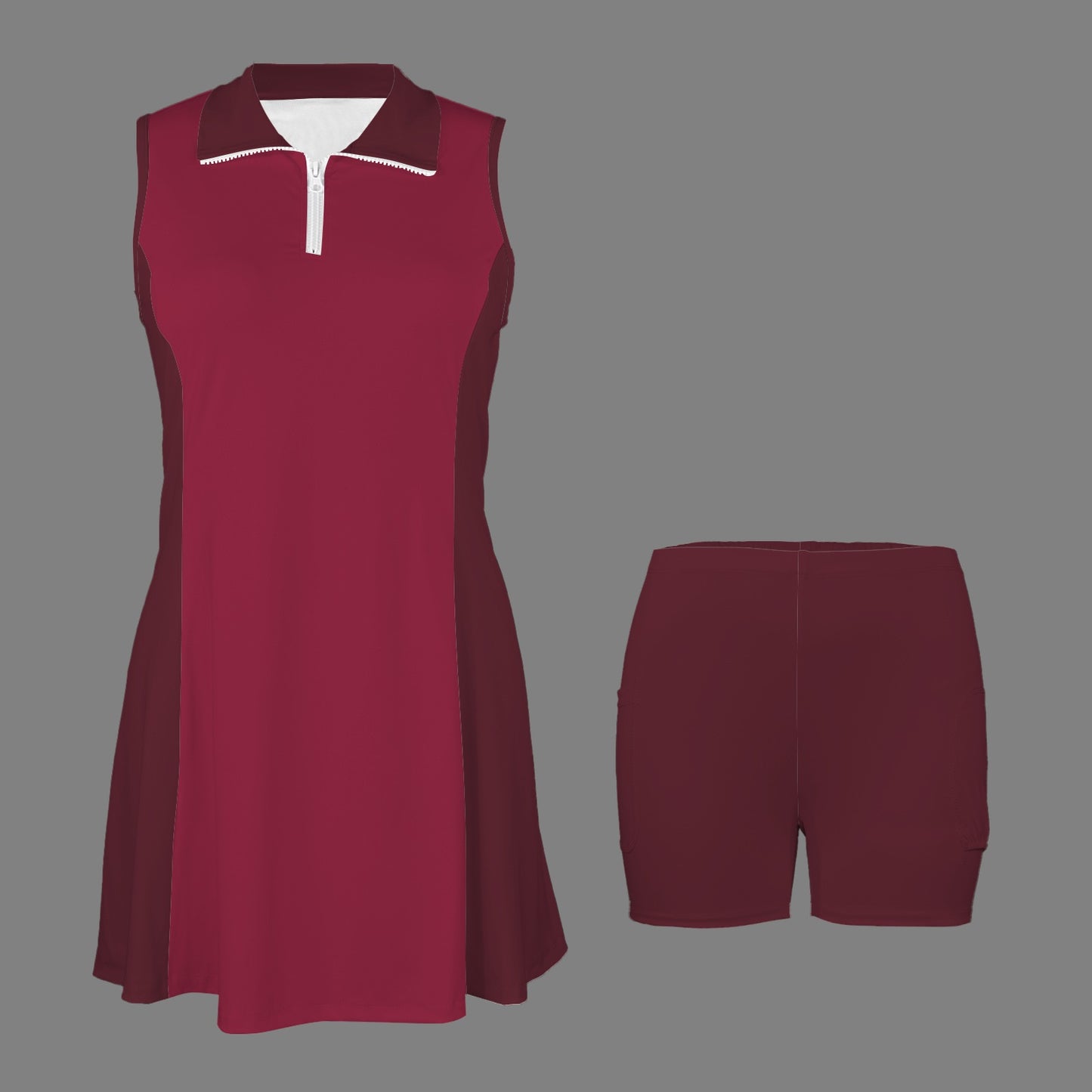 Berry Sport Dress with Inner Shorts & Pocket