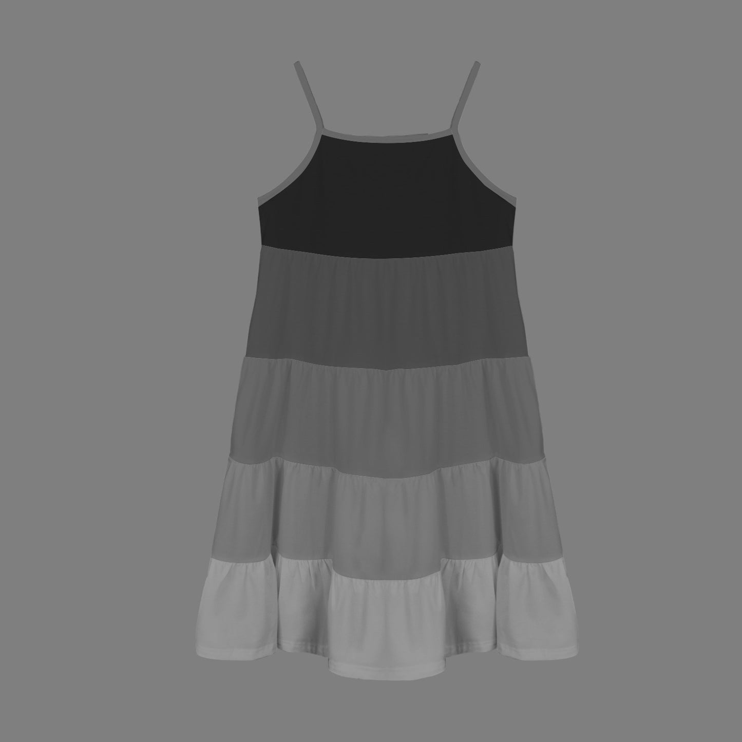 Spaghetti Strap Tiered Girls Dress Black to Grey