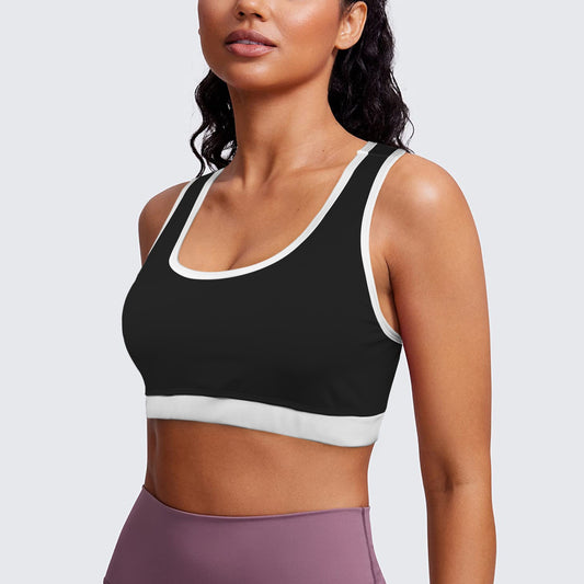 Racerback Sports Bra Black White