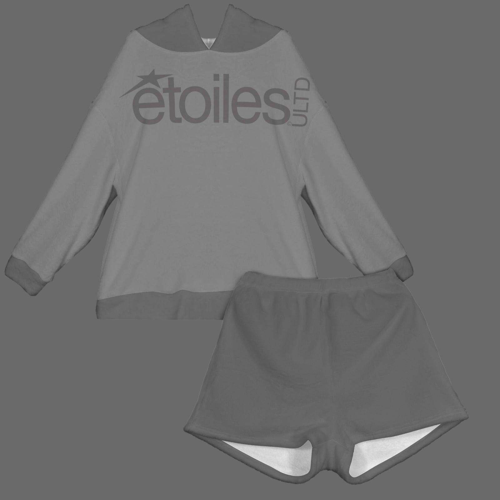 Plush Hooded Pajamas Set étoiles Logo Grey