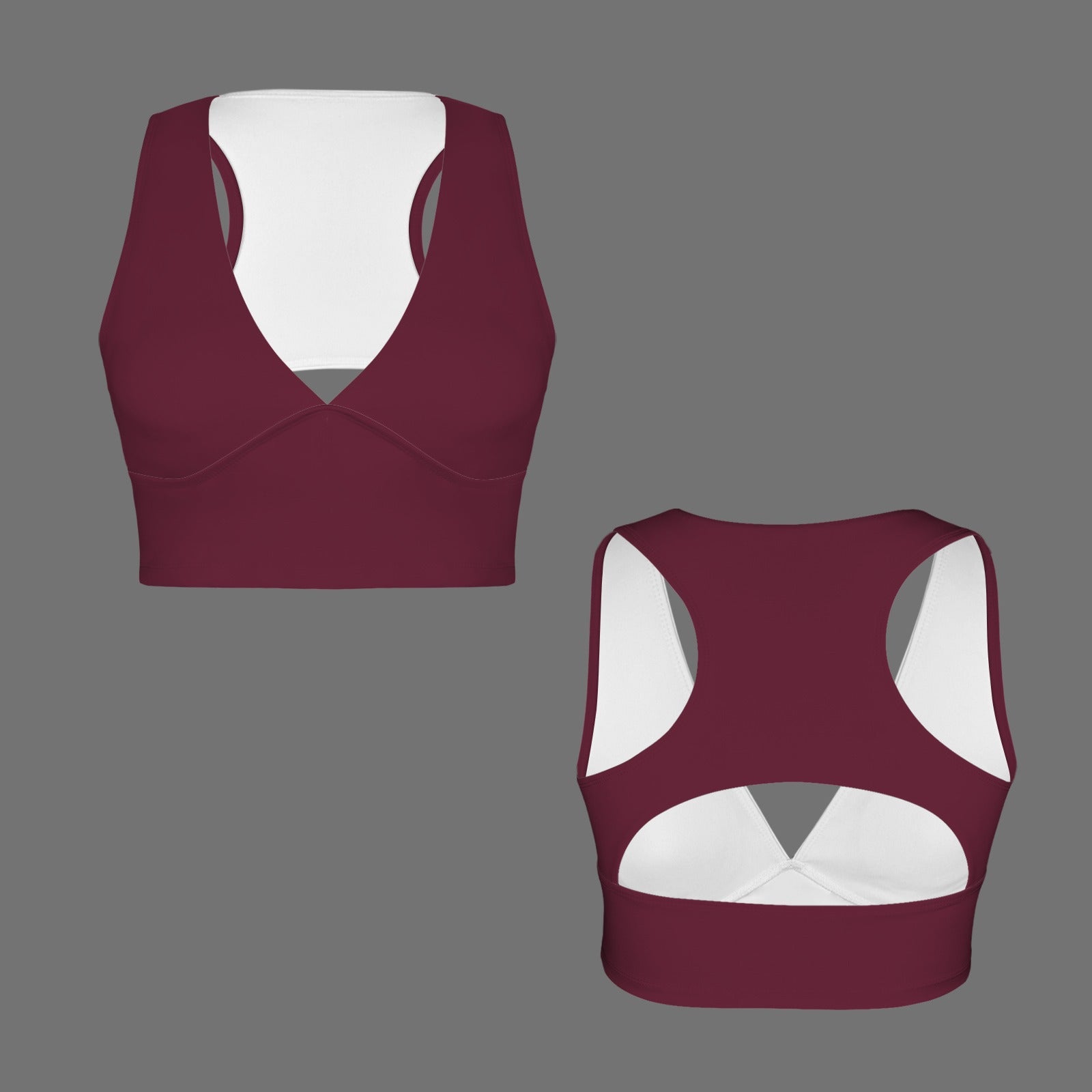 Racerback Cutout Sports Crop Tank Top Dark Red