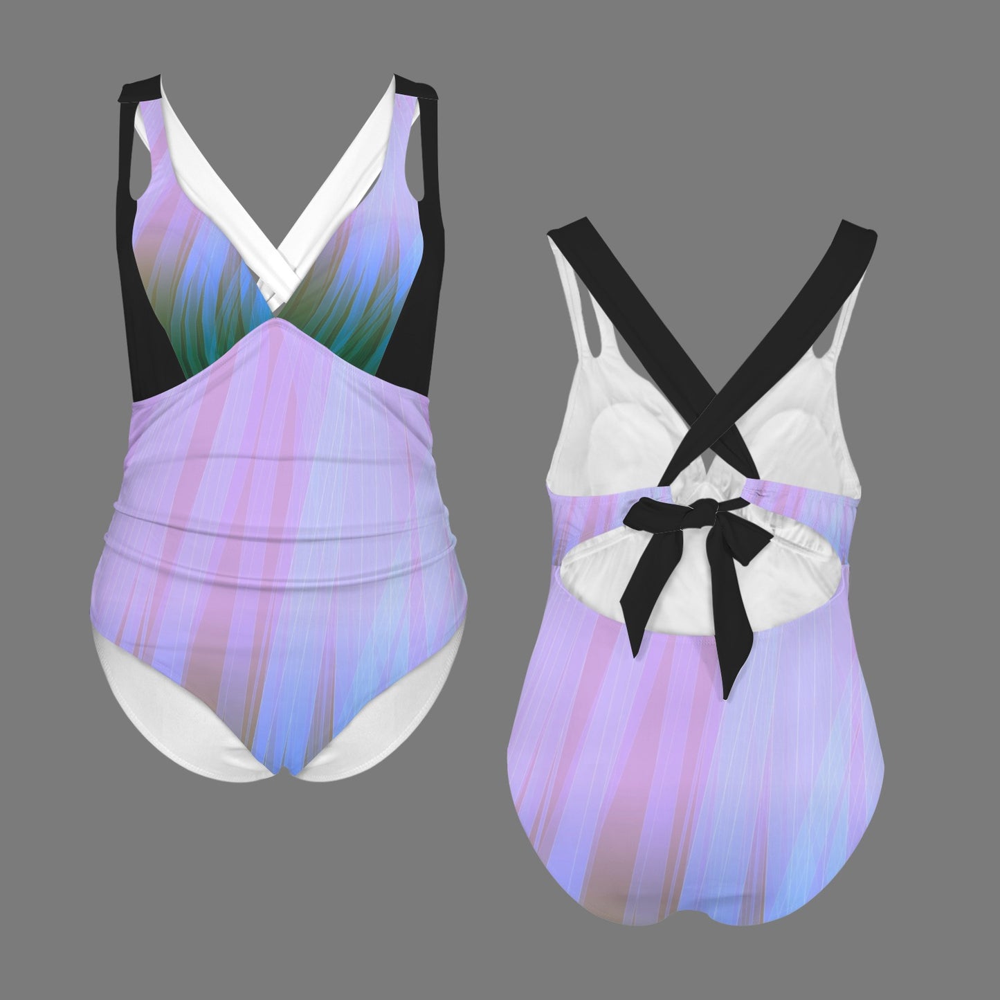 Glow Gradient & Black One Piece Swimsuit