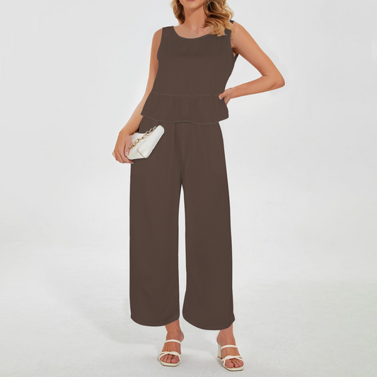 Dark Brown Pant & Sleeveless Top Set