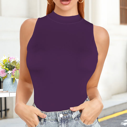 Casual Sleeveless Slim Fit Tank Top Flower Purple