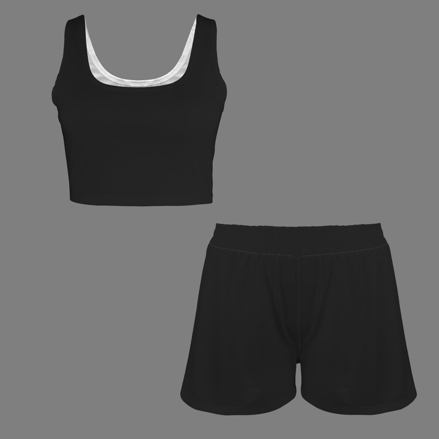 Crop Tank Top & Shorts Set Black