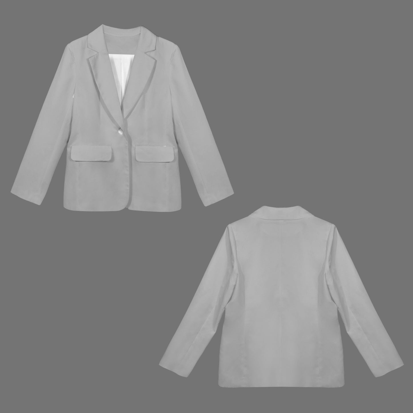 Open Front Casual Long Sleeve Blazer Grey