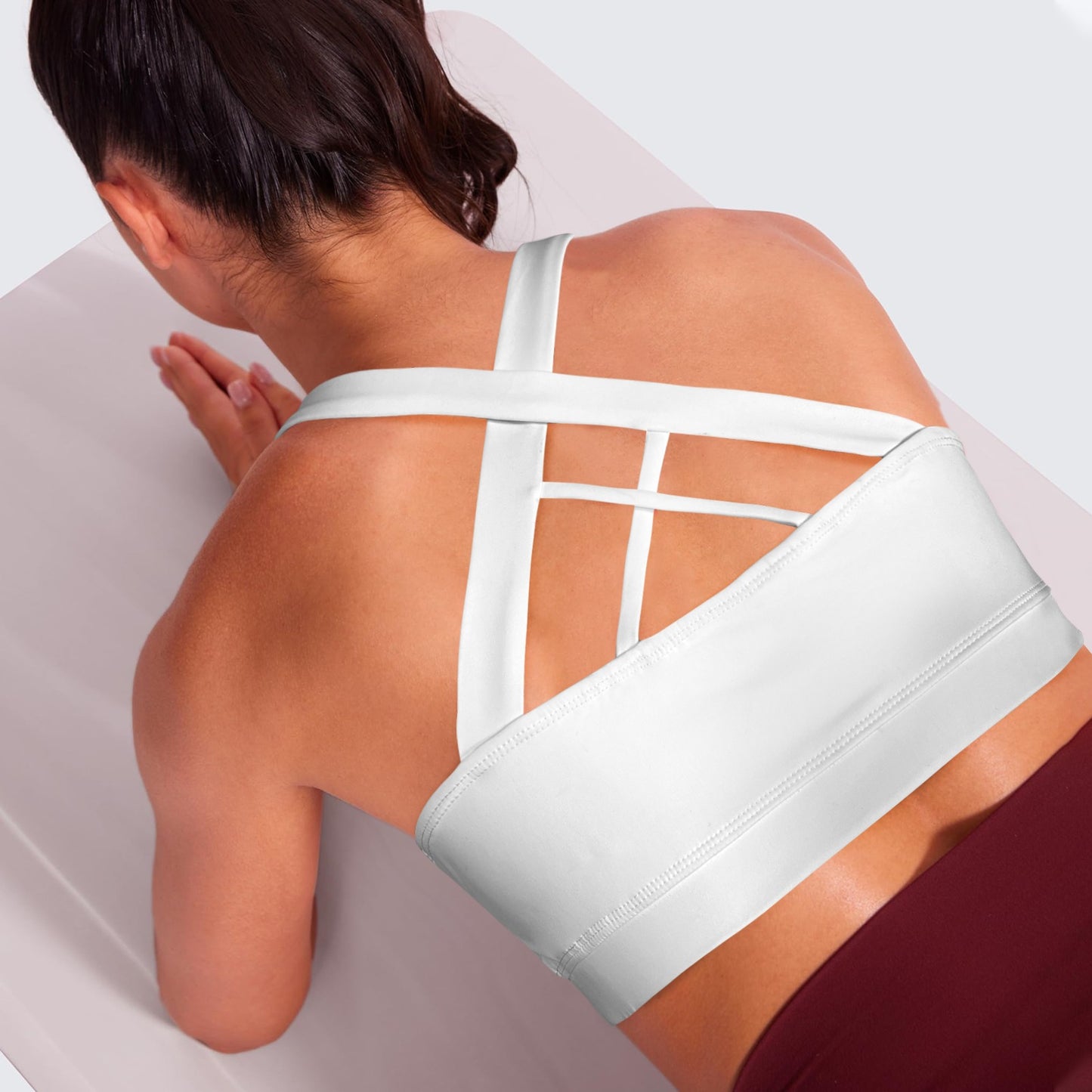 Crisscross Back Sports Bra White