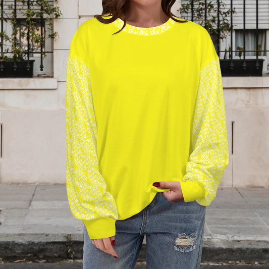 Sun Yellow Sweatshirt with White Floral