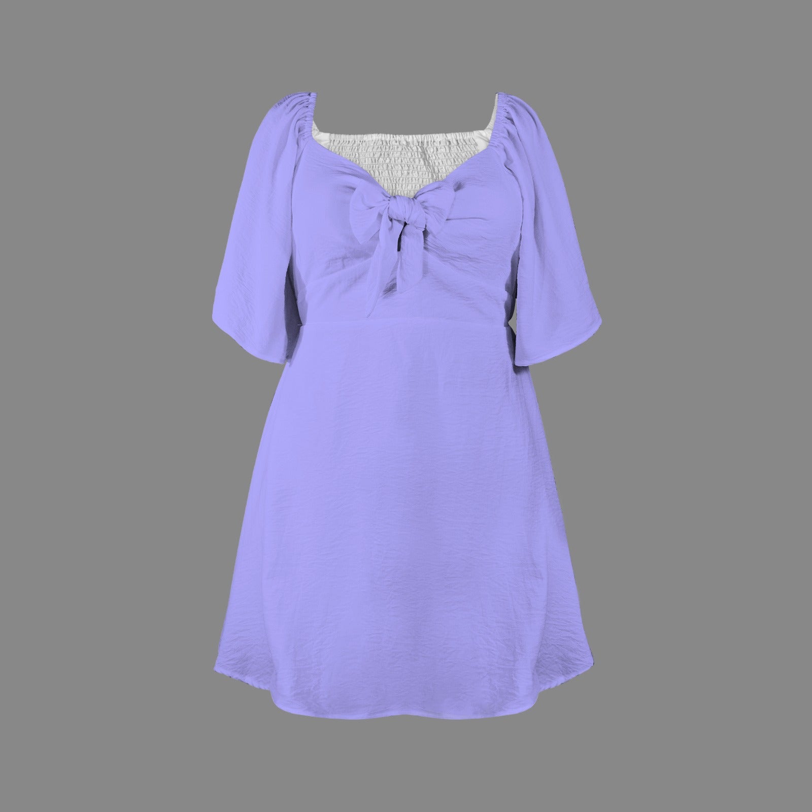 V-Neck Bowknot Casual Dress Periwinkle