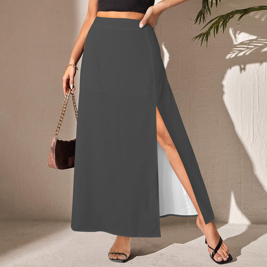 Split Thigh Maxi Skirt Dark Grey