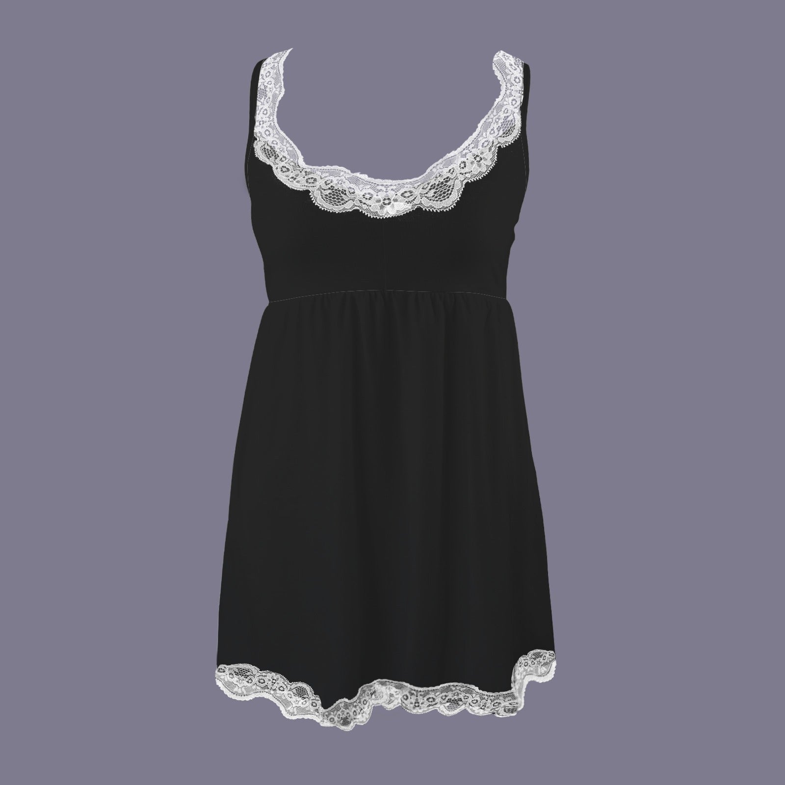 Cami V-Neck Lace Nightdress Black White