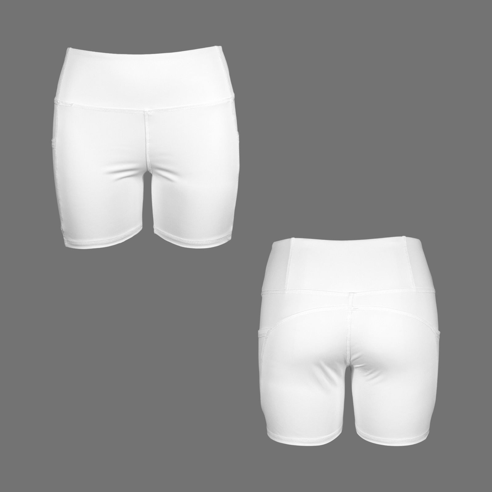 High Waist Deep Pockets Yoga Shorts White