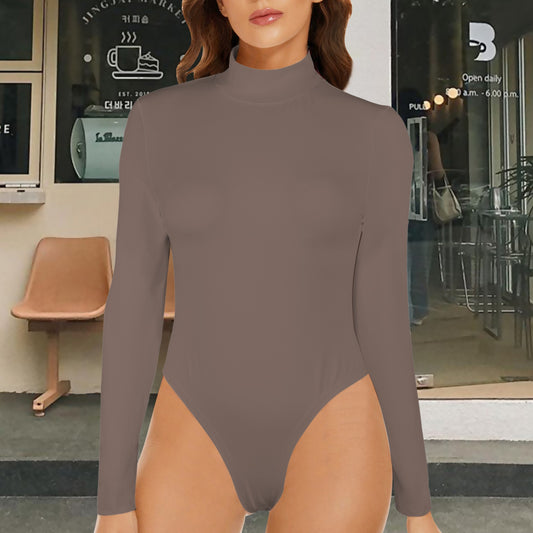 Turtle Neck Long Sleeve Bodysuit Mocha